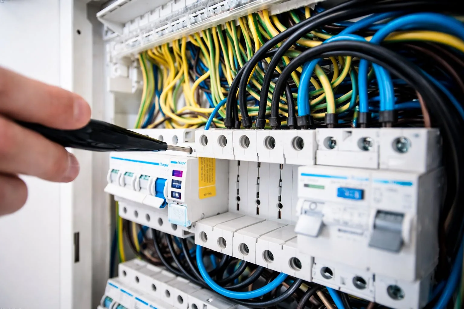 Commissioning engineer testing instrumentation on site.