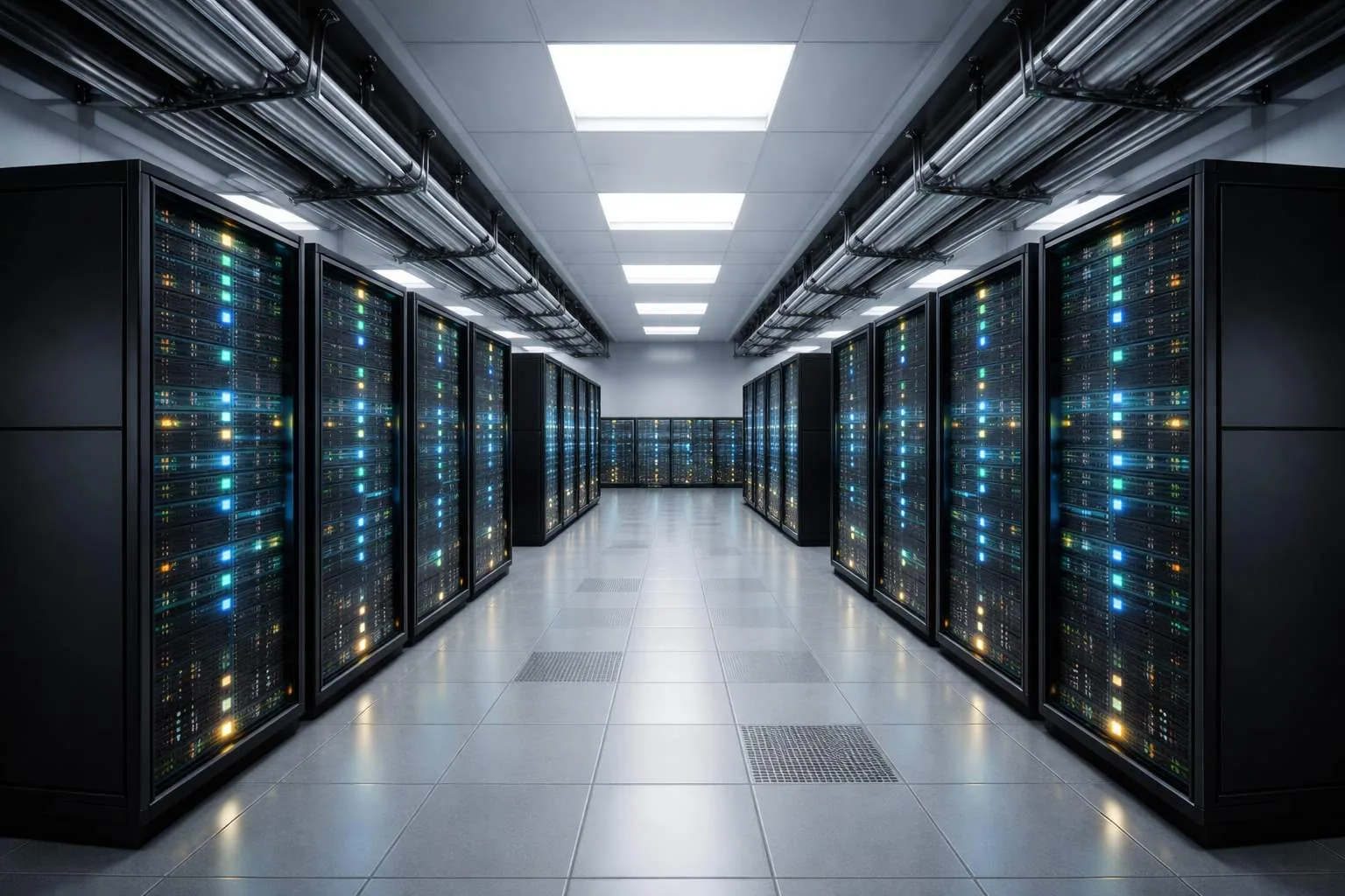 Industrial network rack supporting OT infrastructure.